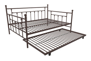 DHP Manila Metal Daybed with Trundle - Bronze - Full