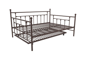 DHP Manila Metal Daybed with Trundle - Bronze - Full
