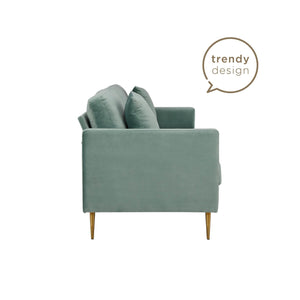 CosmoLiving Highland 72" Velvet Sofa with Matching Pillows - Seafoam Green