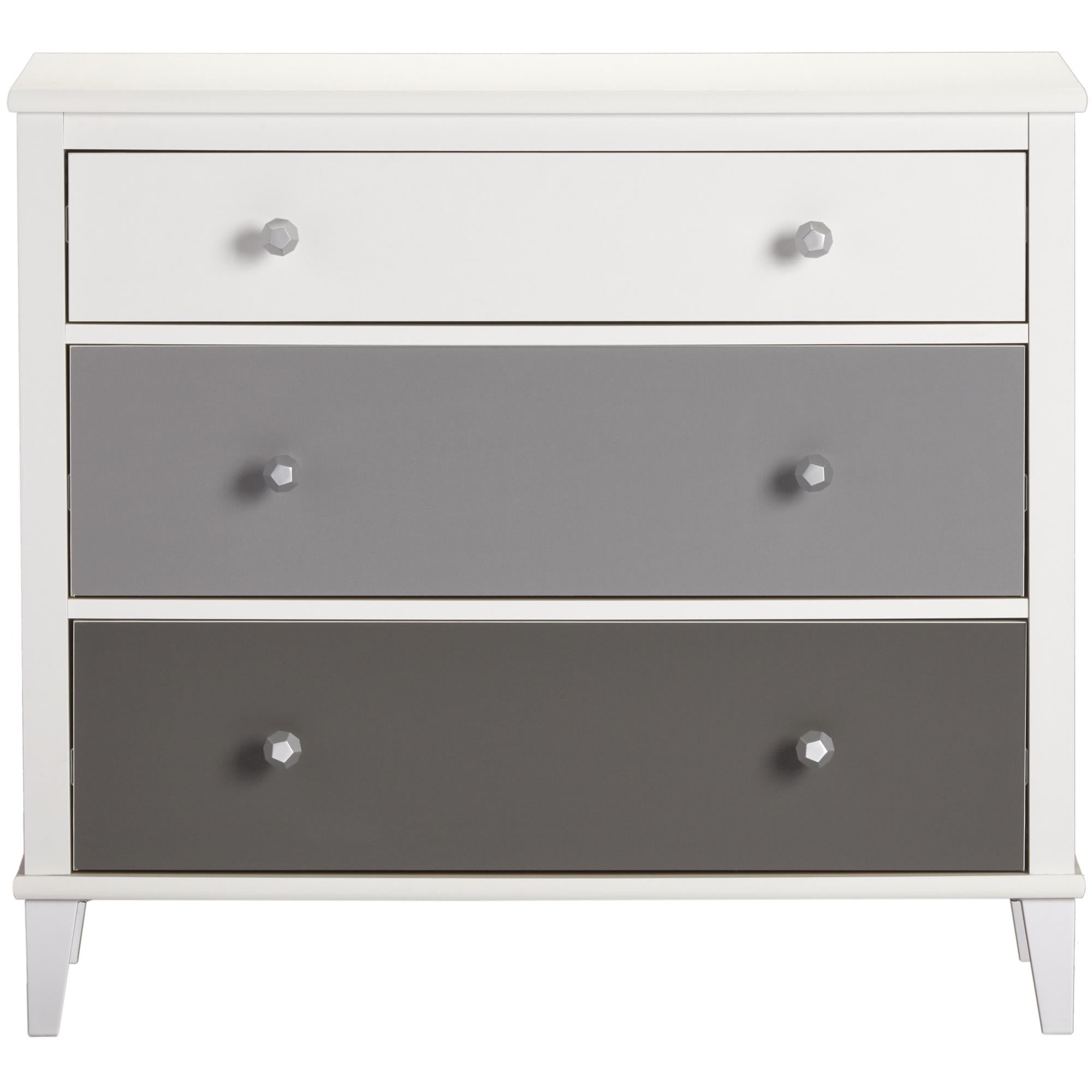 Monarch Hill Poppy White 3 Drawer Dresser, Grey Drawers - Gray