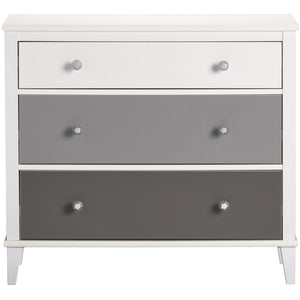 Monarch Hill Poppy White 3 Drawer Dresser, Grey Drawers - Gray