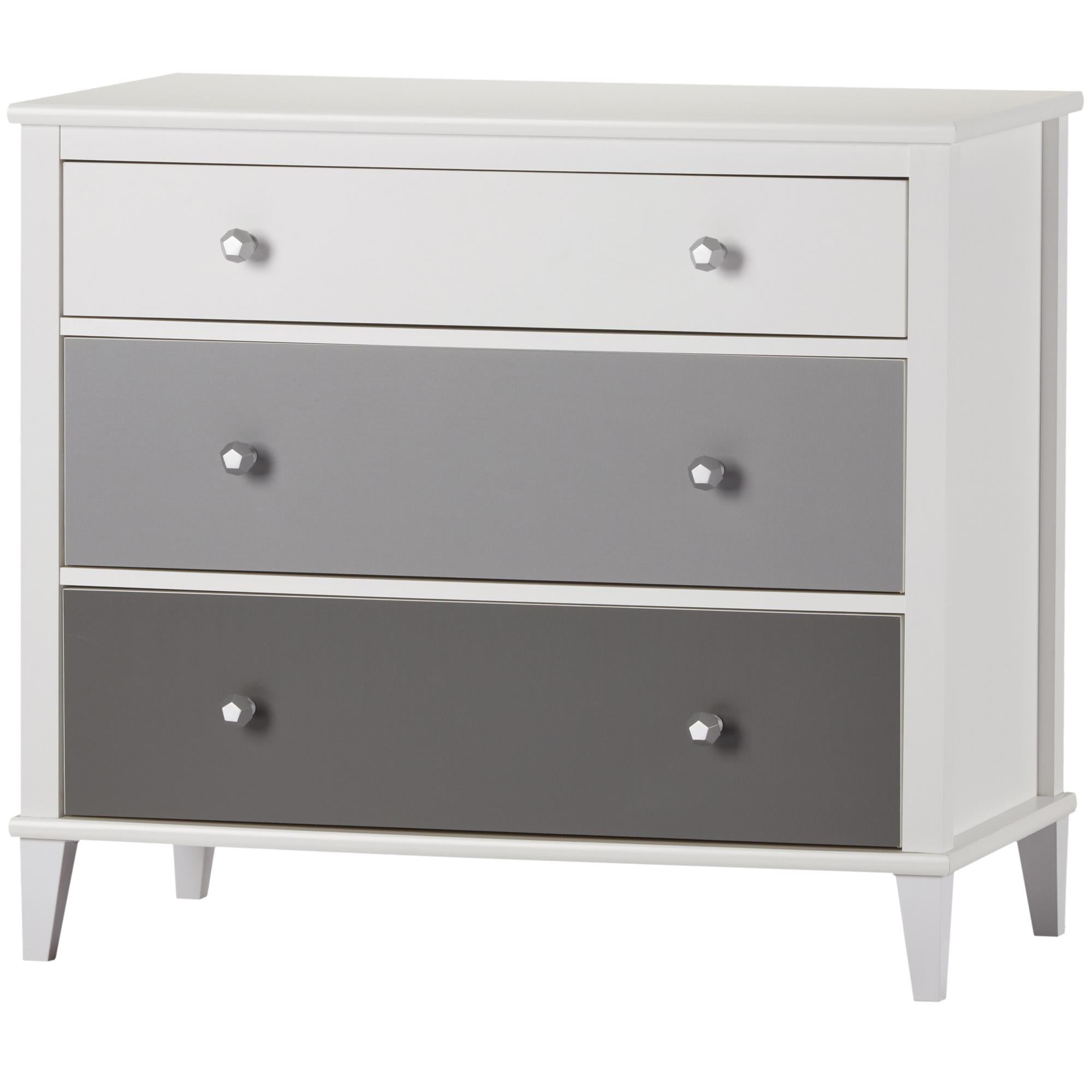 Monarch Hill Poppy White 3 Drawer Dresser, Grey Drawers - Gray