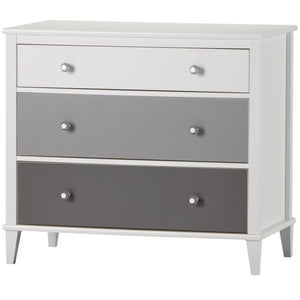 Monarch Hill Poppy White 3 Drawer Dresser, Grey Drawers - Gray