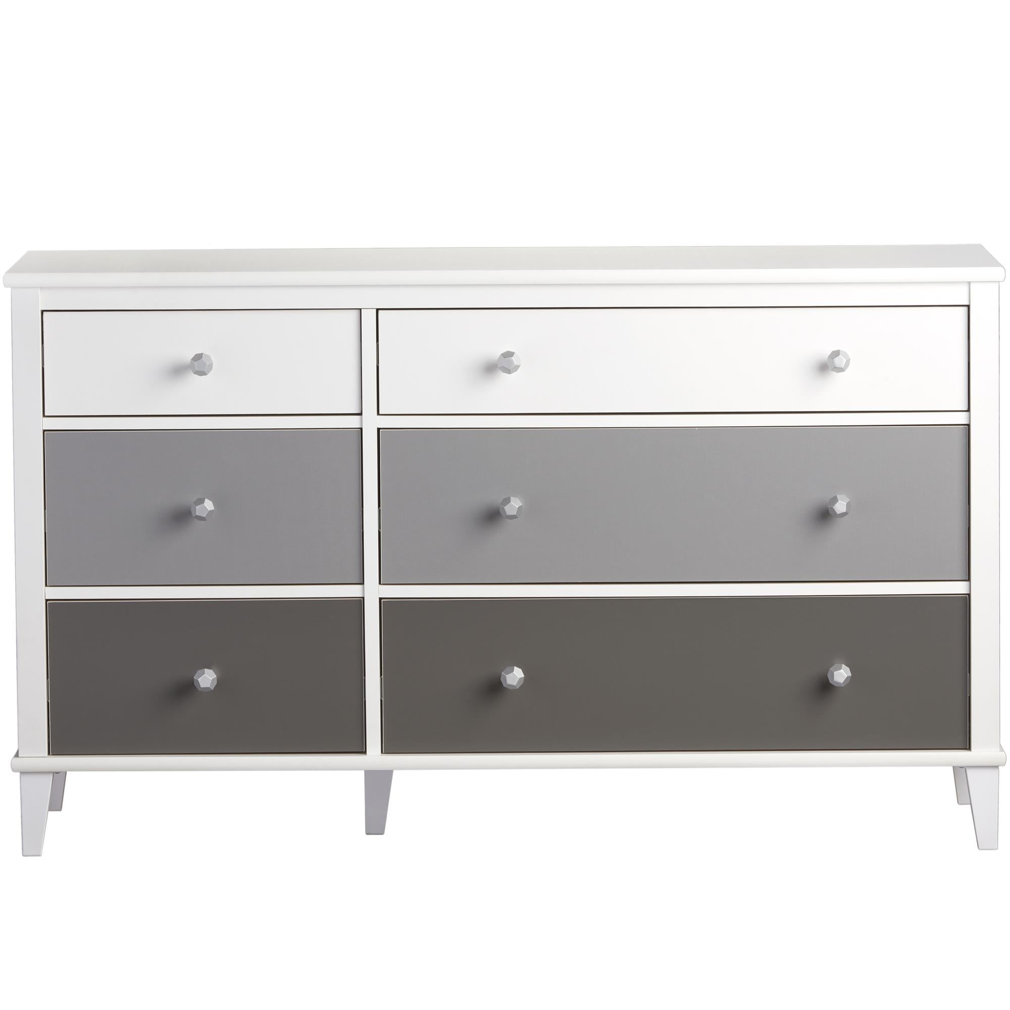 Monarch Hill Poppy White 6 Drawer Dresser, Grey Drawers - Gray