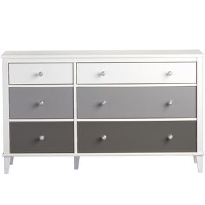 Monarch Hill Poppy White 6 Drawer Dresser, Grey Drawers - Gray