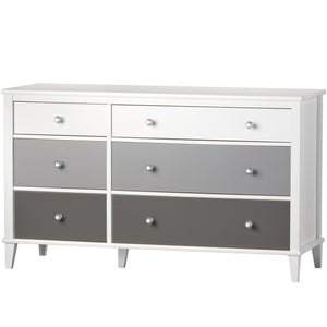 Monarch Hill Poppy White 6 Drawer Dresser, Grey Drawers - Gray