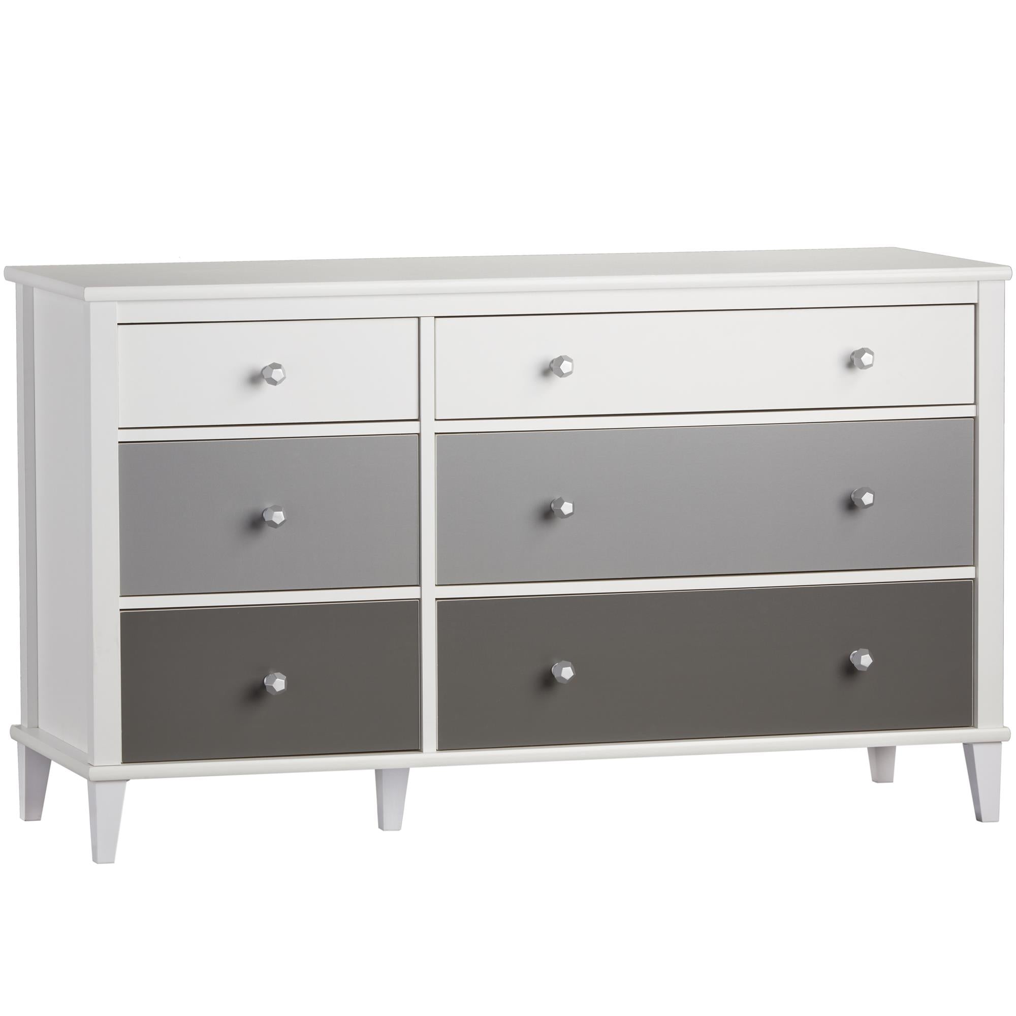 Monarch Hill Poppy White 6 Drawer Dresser, Grey Drawers - Gray
