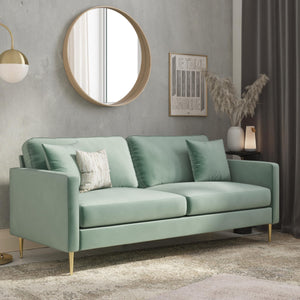 CosmoLiving Highland 72" Velvet Sofa with Matching Pillows - Seafoam Green