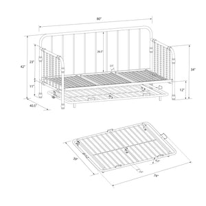 Little Seeds Monarch Hill Wren Metal Daybed with Trundle Twin, Black - Black - Twin