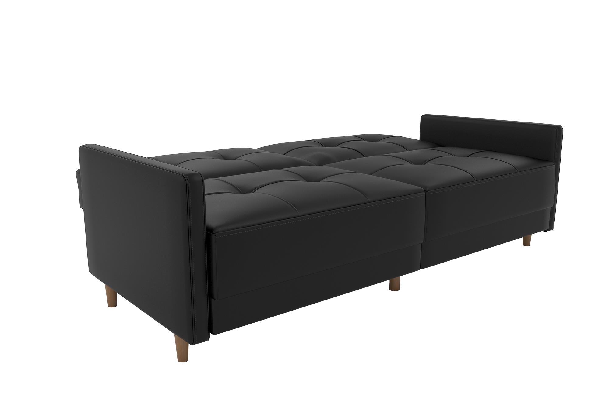 DHP Andora Futon Sofa Bed - Black Faux Leather