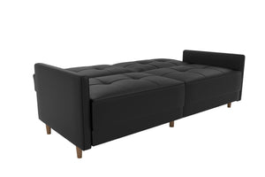 DHP Andora Futon Sofa Bed - Black Faux Leather