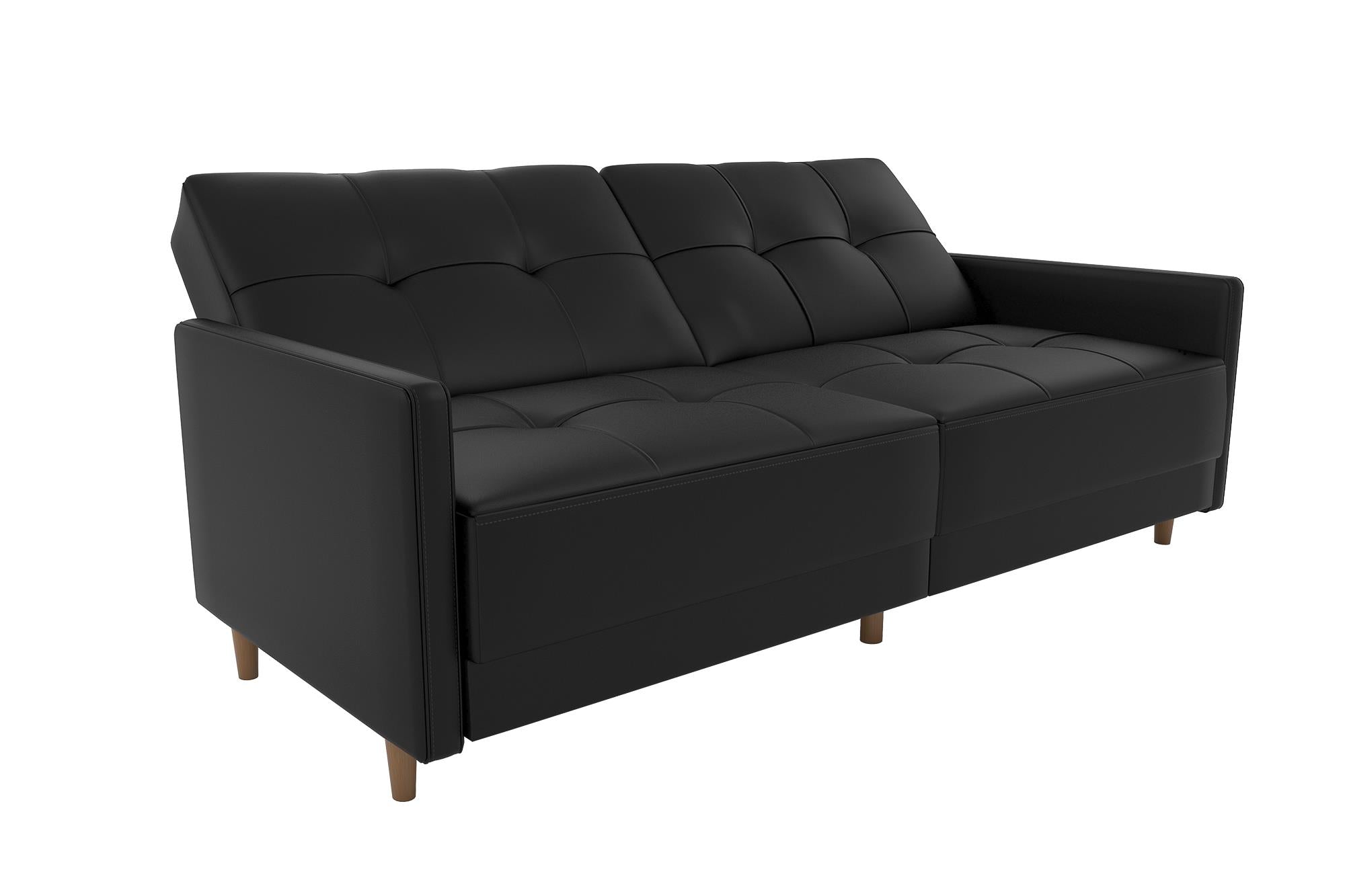 DHP Andora Futon Sofa Bed - Black Faux Leather