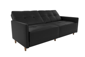 DHP Andora Futon Sofa Bed - Black Faux Leather