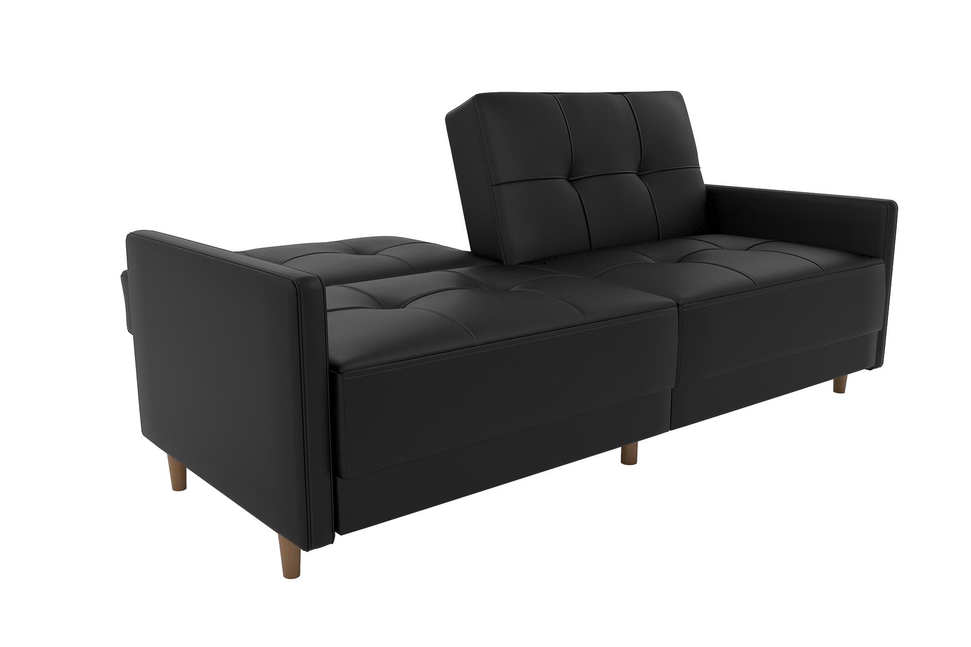 DHP Andora Futon Sofa Bed - Black Faux Leather