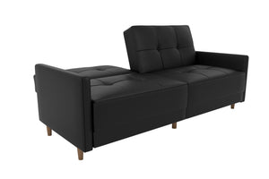 DHP Andora Futon Sofa Bed - Black Faux Leather