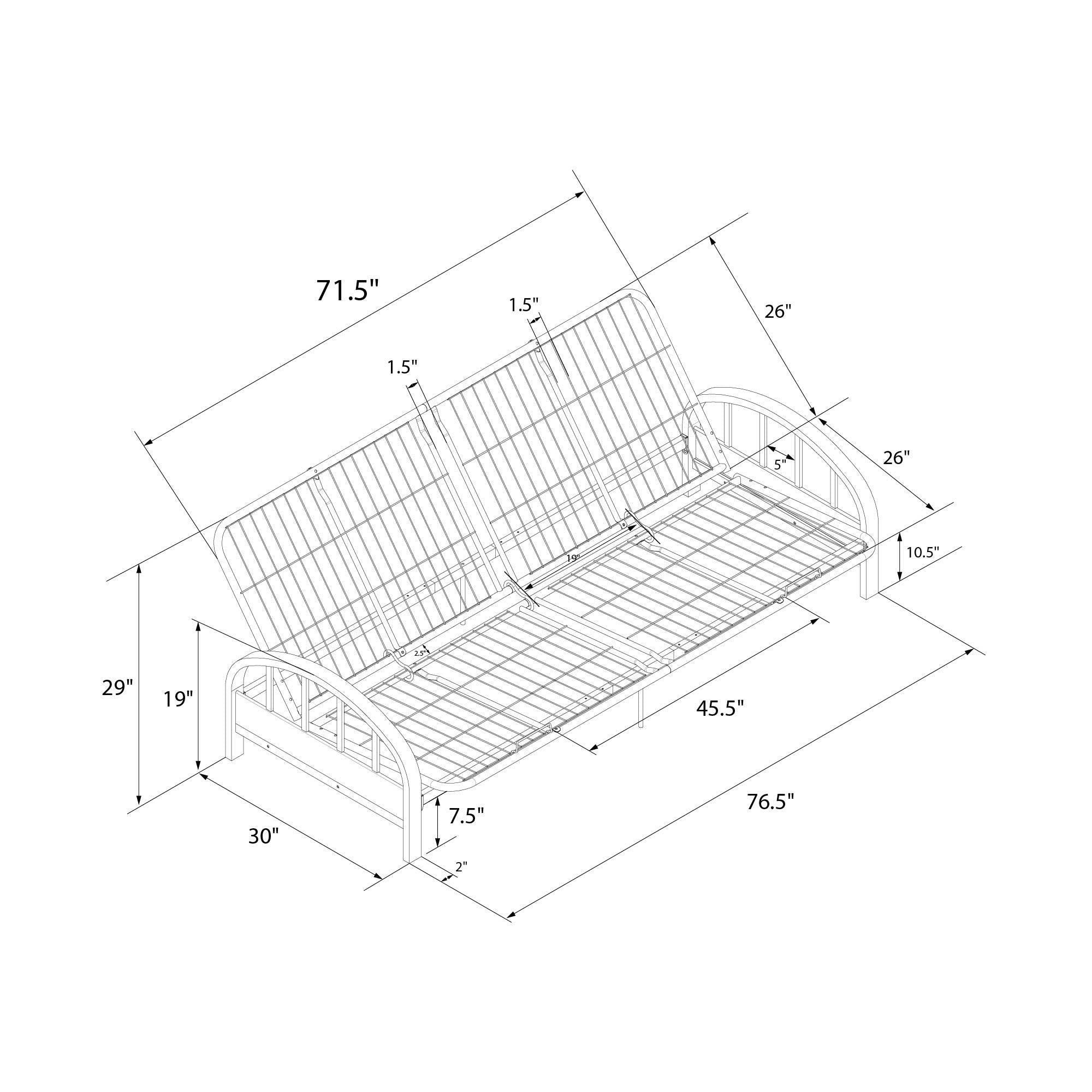 DHP Aiden Metal Futon Frame - Silver