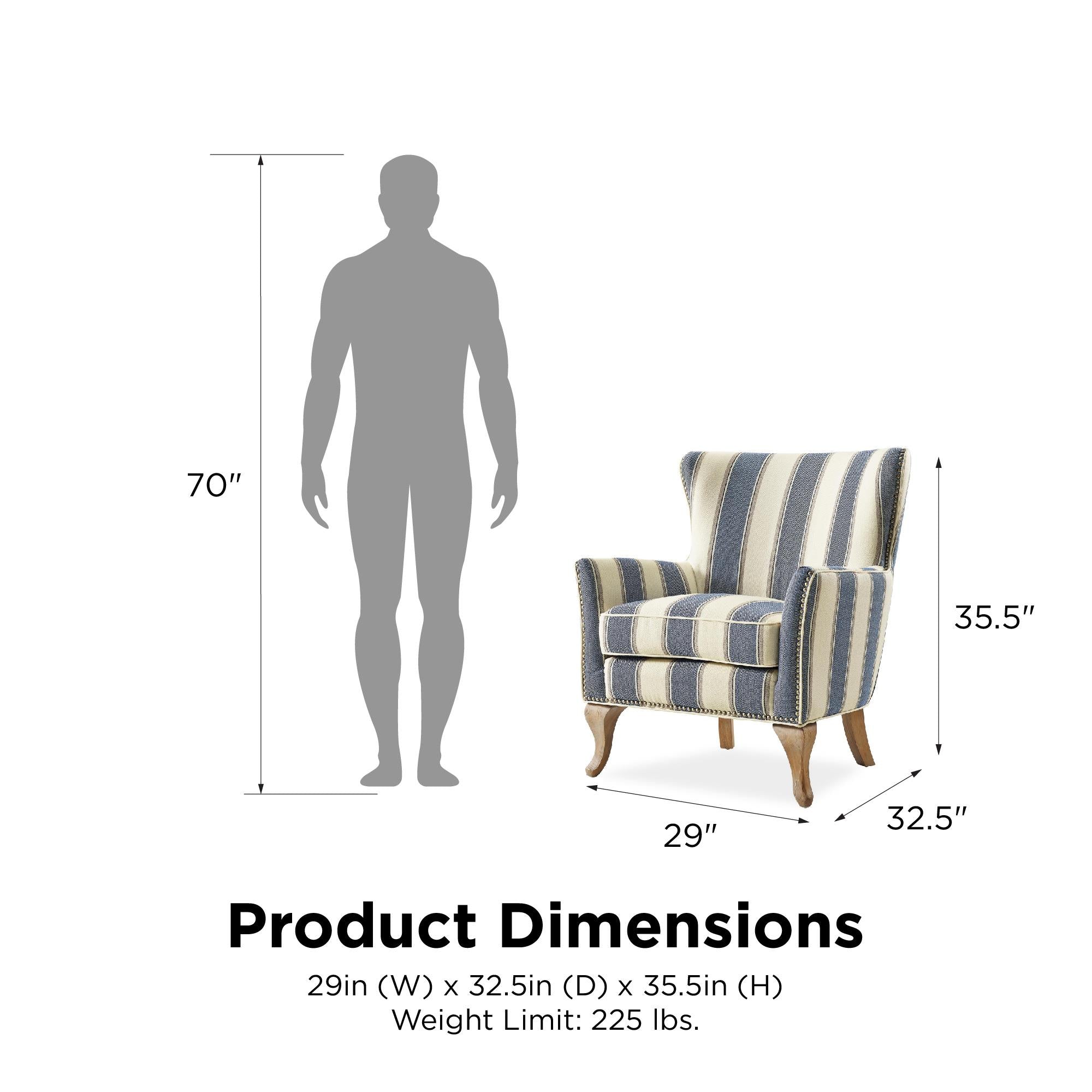 DHP Reva Accent Chair - Blue Stripe