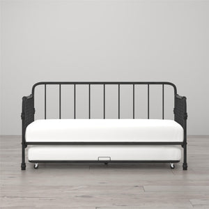 Little Seeds Monarch Hill Wren Metal Daybed with Trundle Twin, Black - Black - Twin