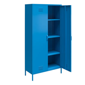 Novogratz Cache Cache 2 Door Tall Metal Locker Style Storage Cabinet - Bright Blue