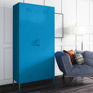 Novogratz Cache Cache 2 Door Tall Metal Locker Style Storage Cabinet - Bright Blue