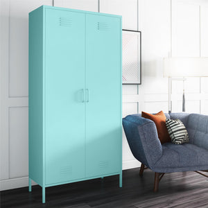 Novogratz Cache 2 Door Tall Metal Locker Style Storage Cabinet - Spearmint