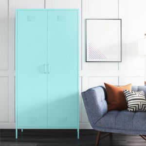 Novogratz Cache 2 Door Tall Metal Locker Style Storage Cabinet - Spearmint