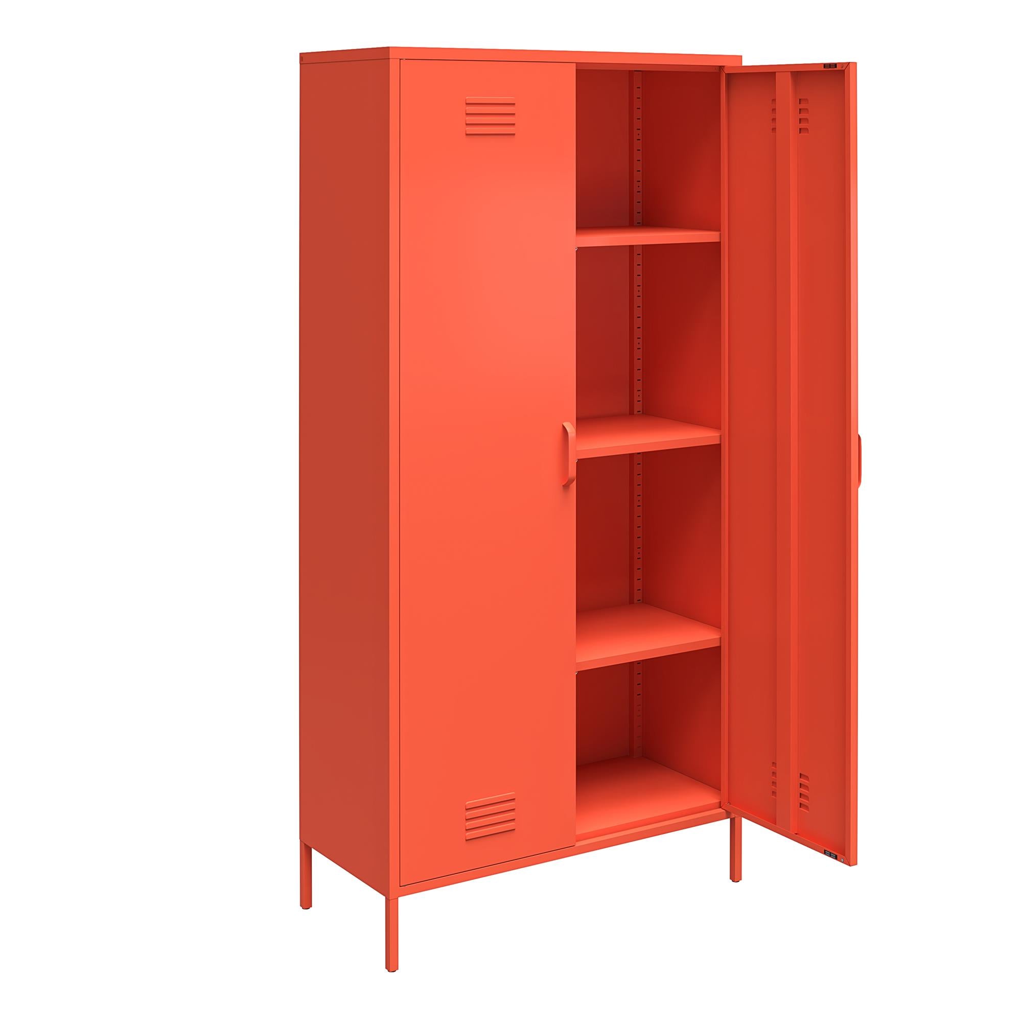 Novogratz Cache 2 Door Tall Metal Locker Style Storage Cabinet - Orange