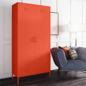 Novogratz Cache 2 Door Tall Metal Locker Style Storage Cabinet - Orange