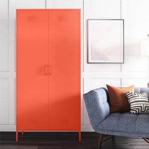 Novogratz Cache 2 Door Tall Metal Locker Style Storage Cabinet - Orange