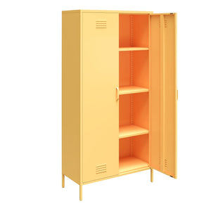 Novogratz Cache 2 Door Tall Metal Locker Style Storage Cabinet - Yellow