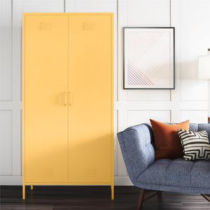 Novogratz Cache 2 Door Tall Metal Locker Style Storage Cabinet - Yellow