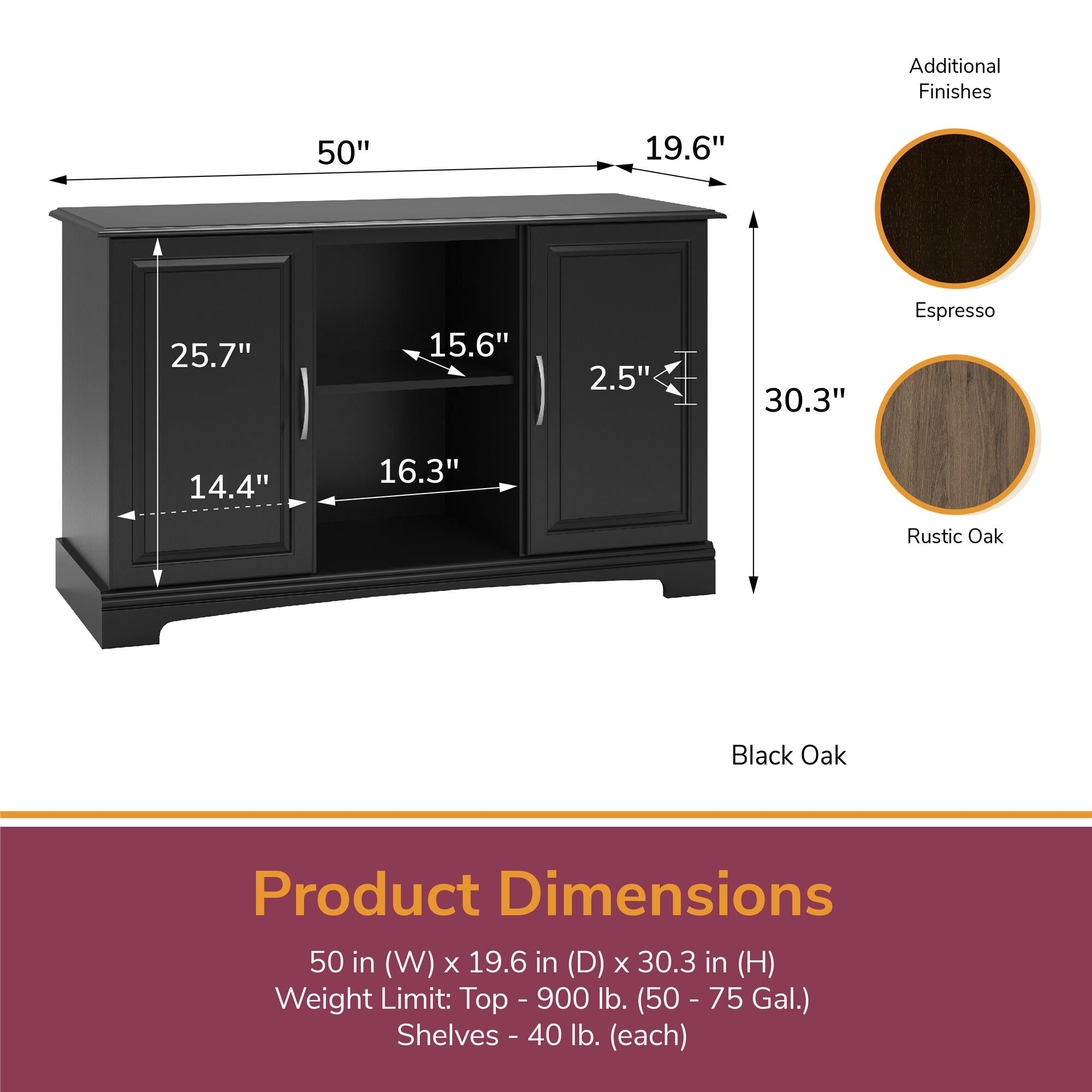 Ollie & Hutch Harbor 50 - 75 Gallon Aquarium or Terrarium Stand - Black