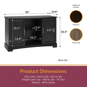 Ollie & Hutch Harbor 50 - 75 Gallon Aquarium or Terrarium Stand - Black