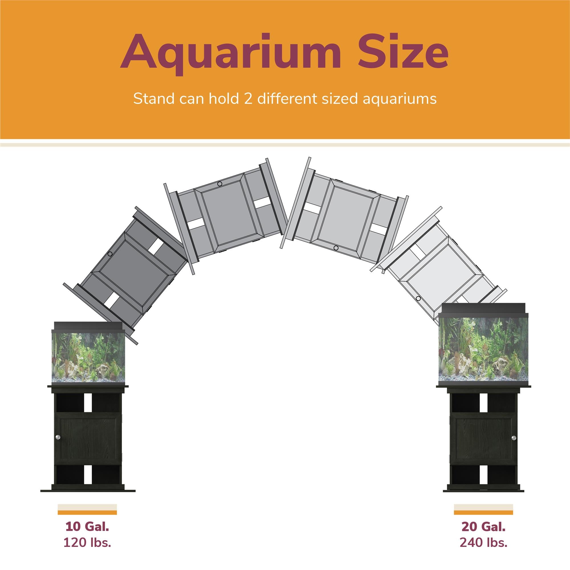 Ollie & Hutch Flipper™ 10/20 Gallon Aquarium or Terrarium Stand - Black Oak