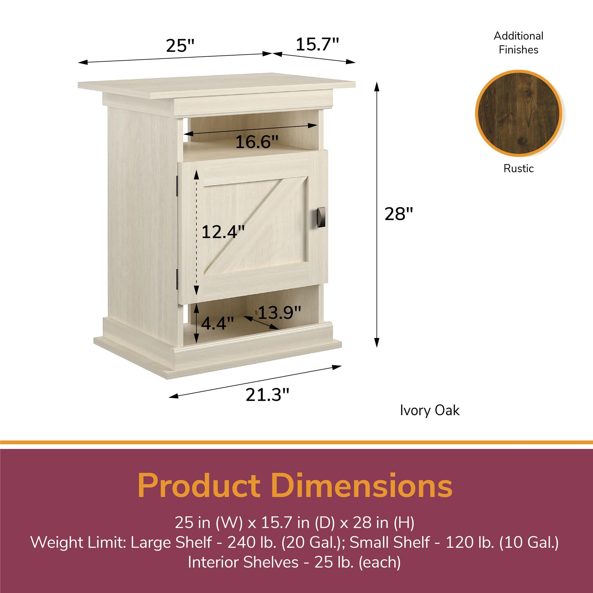 Ollie & Hutch Farmington 10-20 Aquarium or Terrarium Stand - Ivory Oak