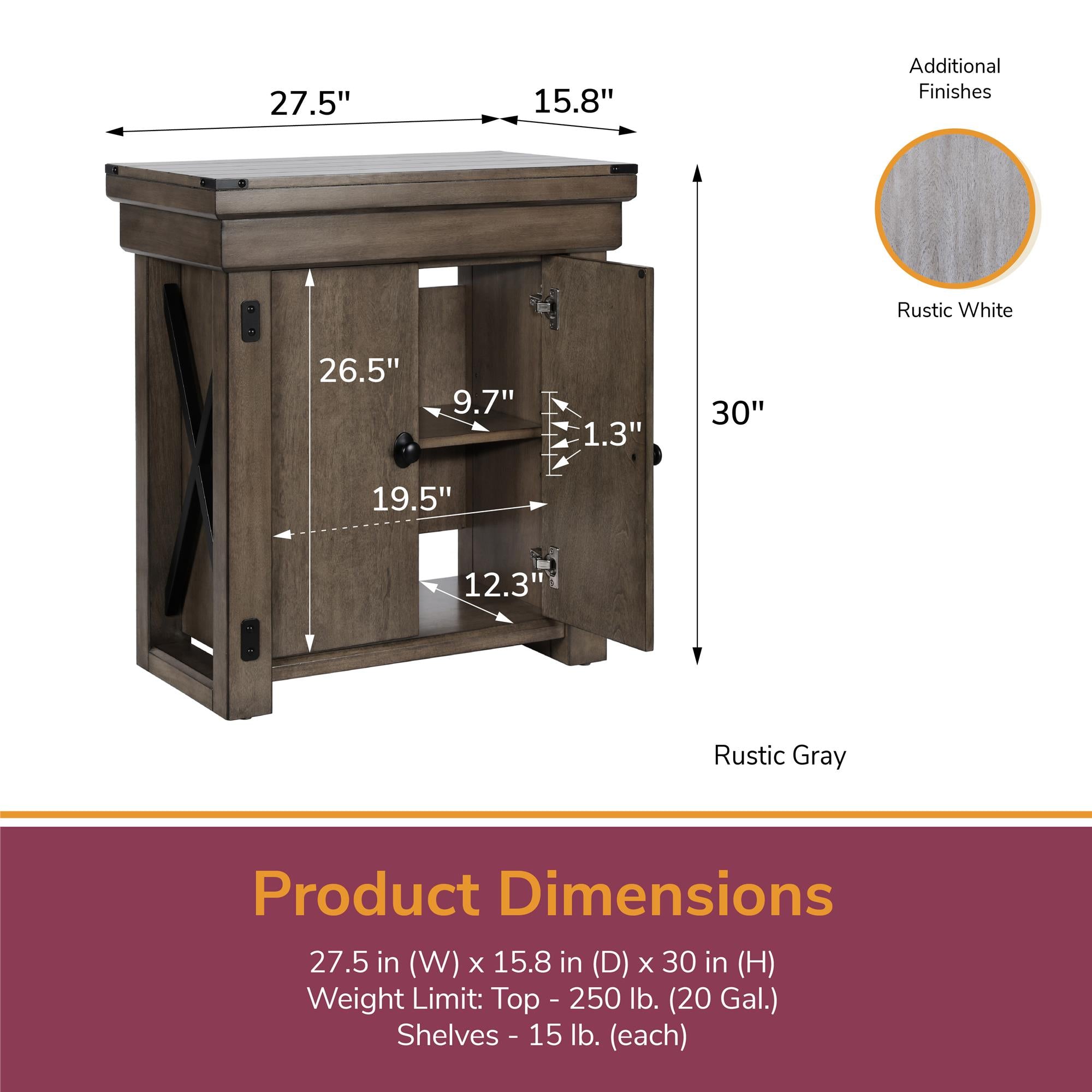 Ollie & Hutch Wildwood 20 Gallon Aquarium or Terrarium Stand - Rustic Gray