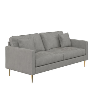 CosmoLiving Highland 72" Velvet Sofa with Matching Pillows - Gray