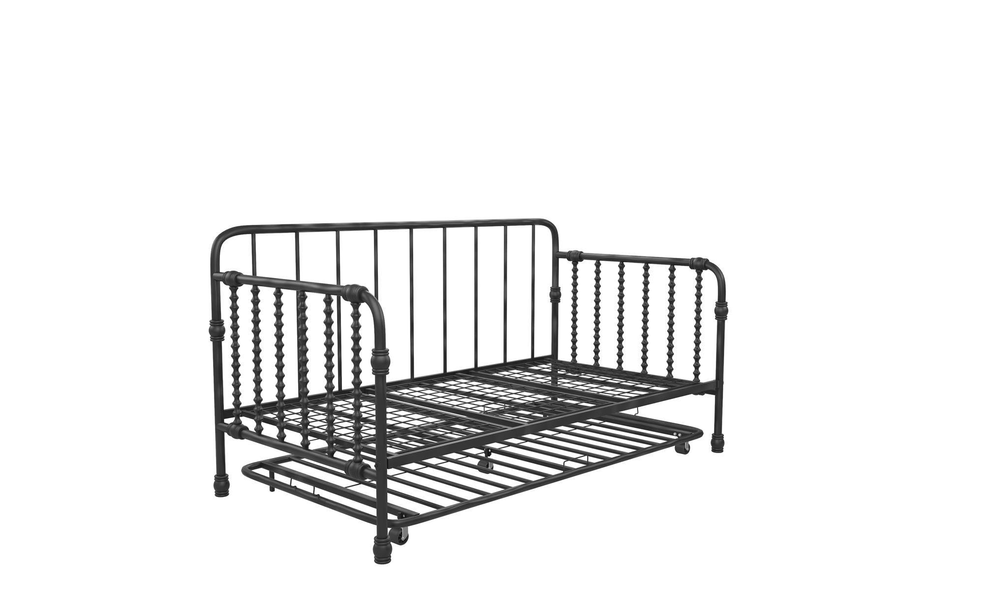 Little Seeds Monarch Hill Wren Metal Daybed with Trundle Twin, Black - Black - Twin