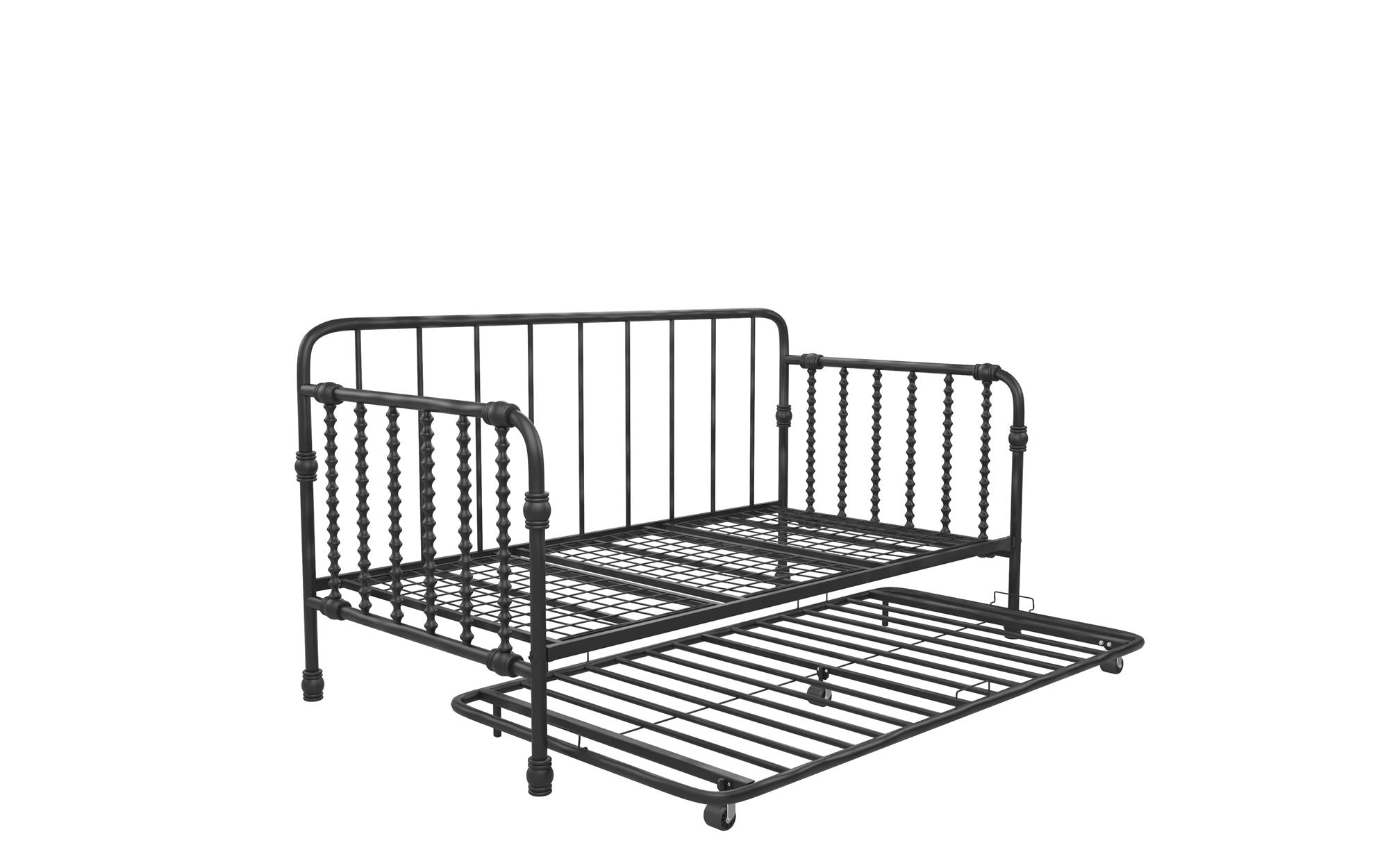 Little Seeds Monarch Hill Wren Metal Daybed with Trundle Twin, Black - Black - Twin