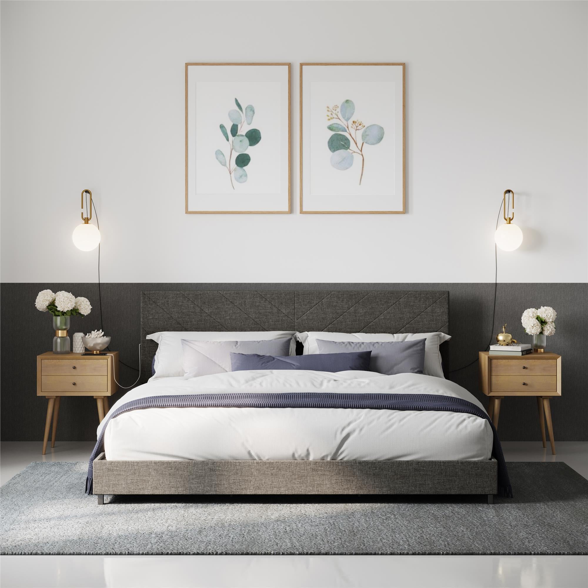 DHP Paxson Futon Sofa Bed with USB - Gray - King