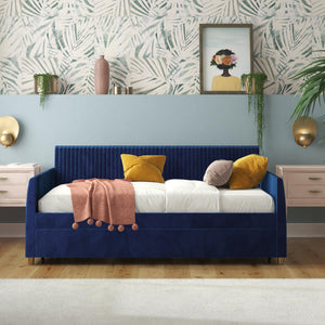 Mr. Kate Daphne Upholstered Daybed with Trundle - Blue - Twin