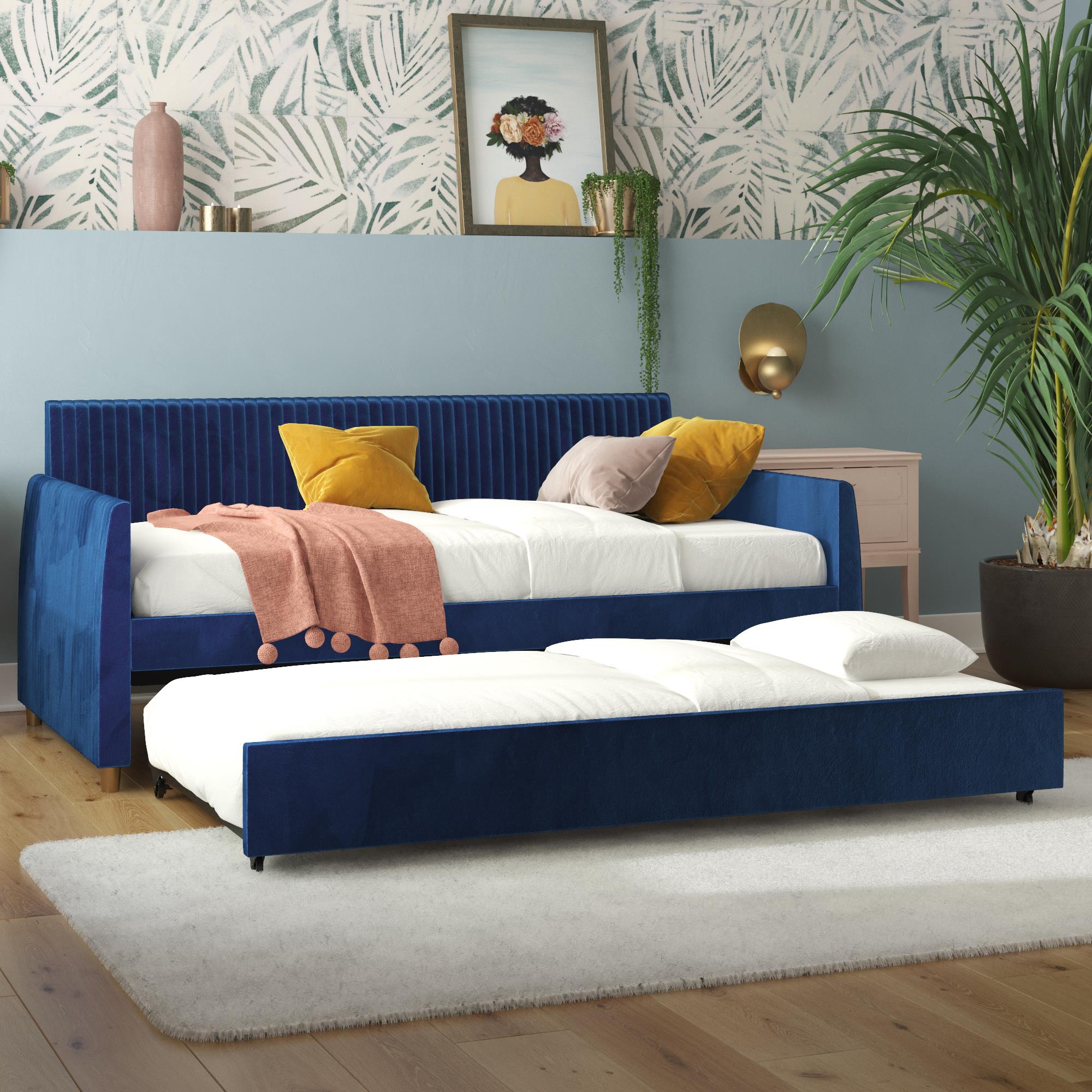 Mr. Kate Daphne Upholstered Daybed with Trundle - Blue - Twin