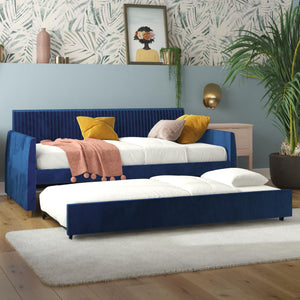 Mr. Kate Daphne Upholstered Daybed with Trundle - Blue - Twin