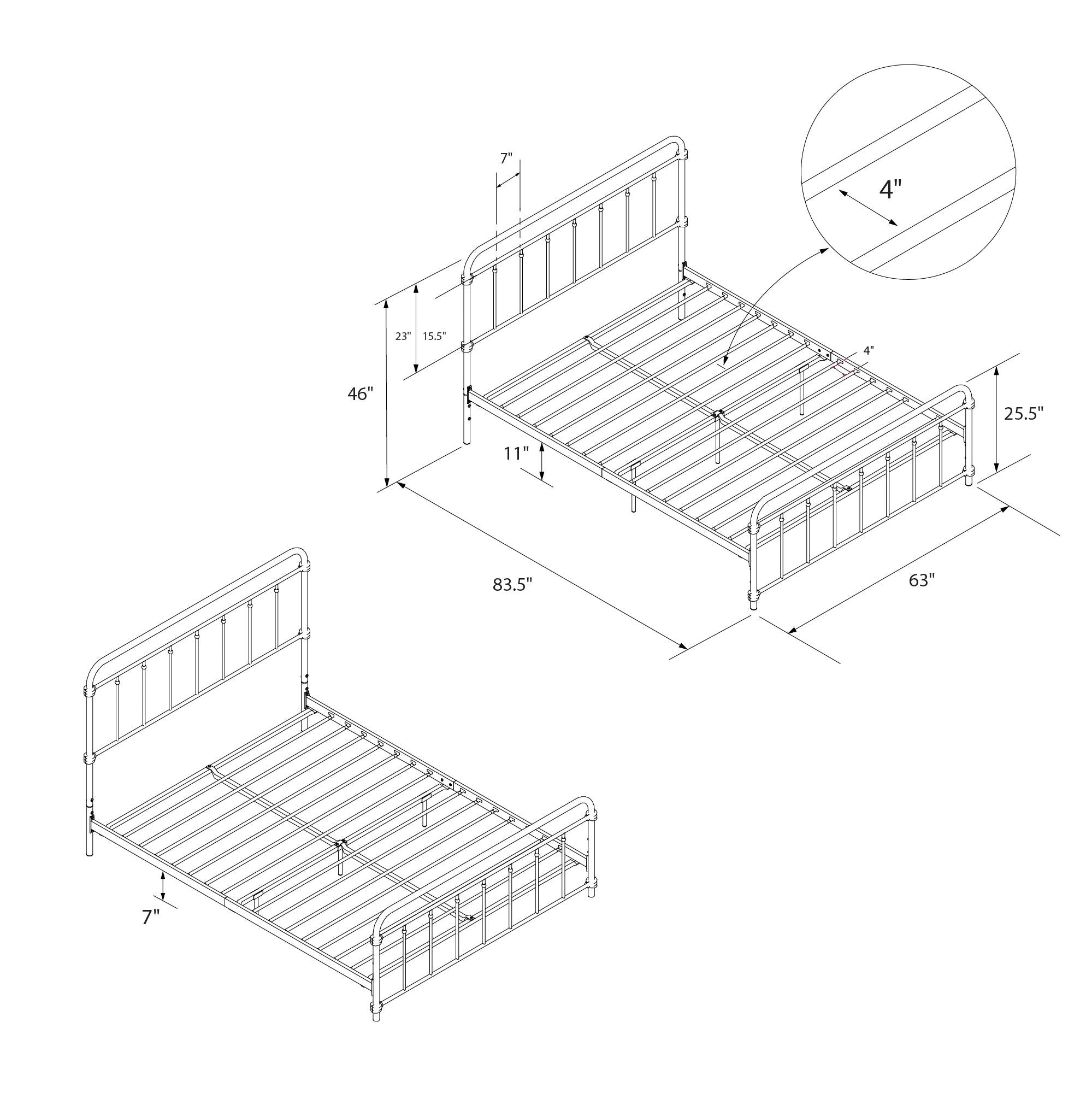 DHP Wallace Metal Bed Frame - White - Queen