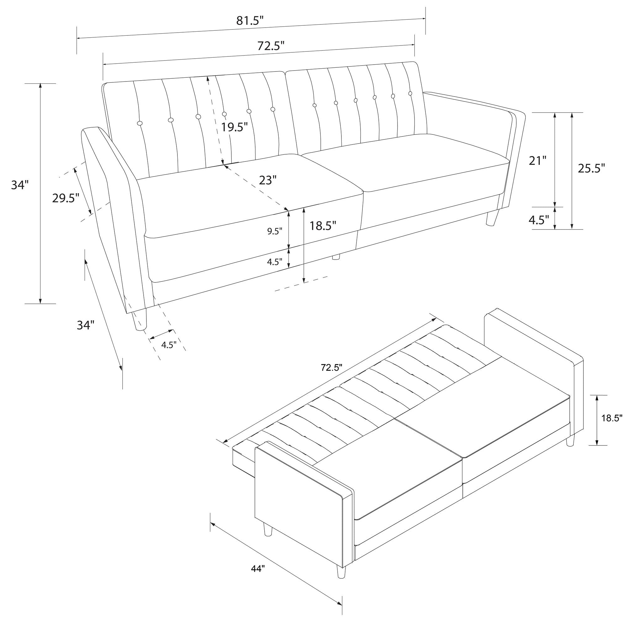DHP Pin Tufted Futon Sofa Bed - Black