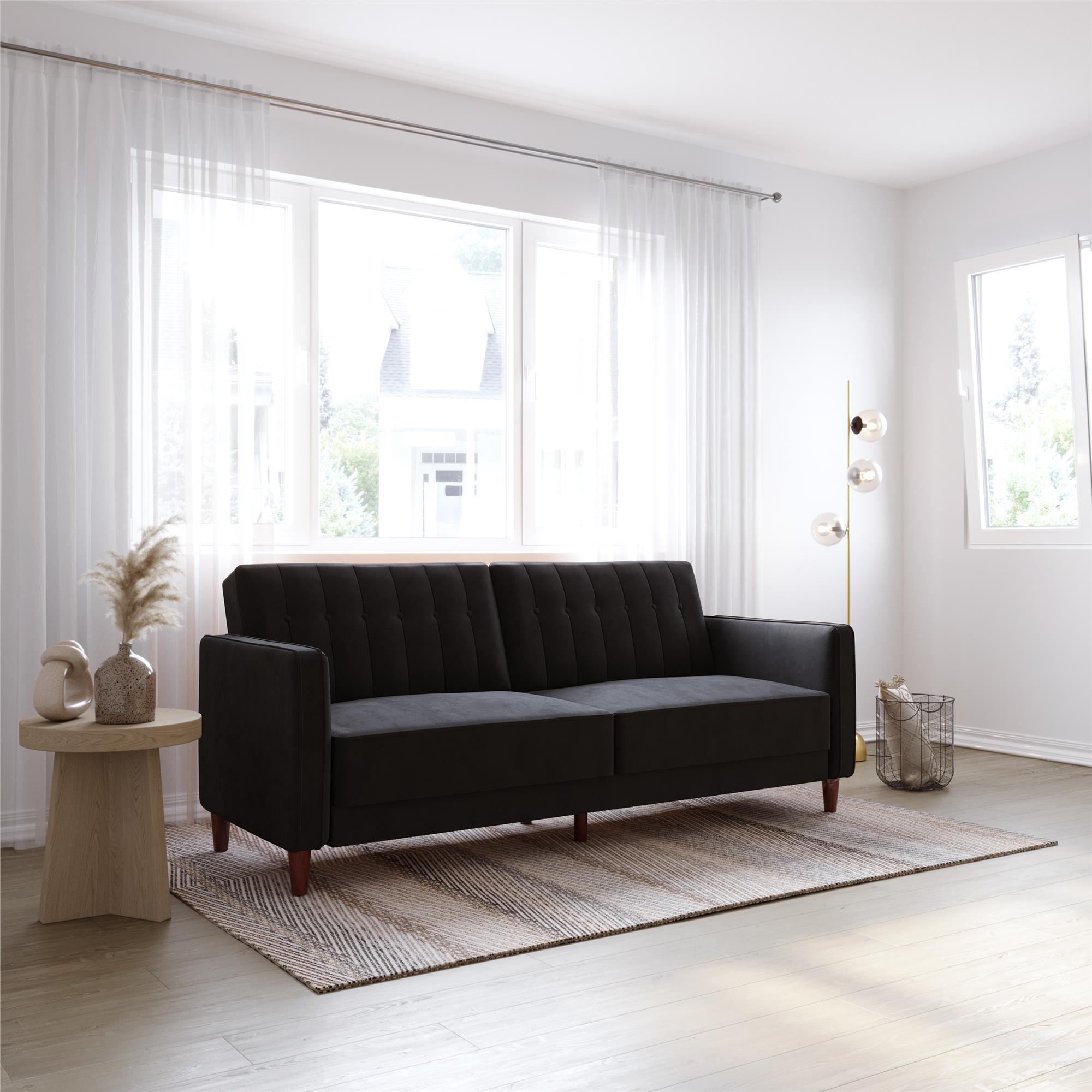 DHP Pin Tufted Futon Sofa Bed - Black
