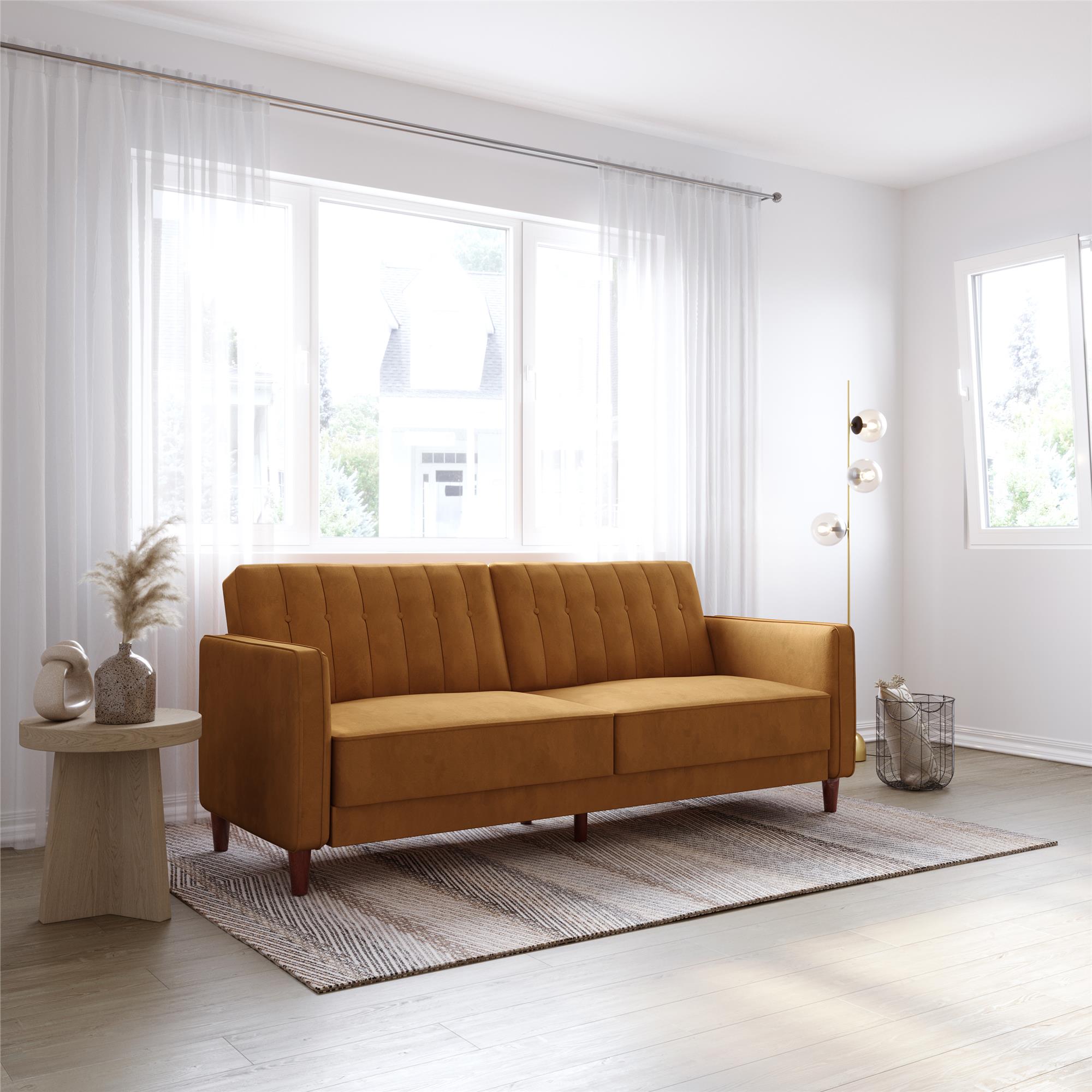 DHP Pin Tufted Futon Sofa Bed - Rust