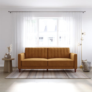 DHP Pin Tufted Futon Sofa Bed - Rust
