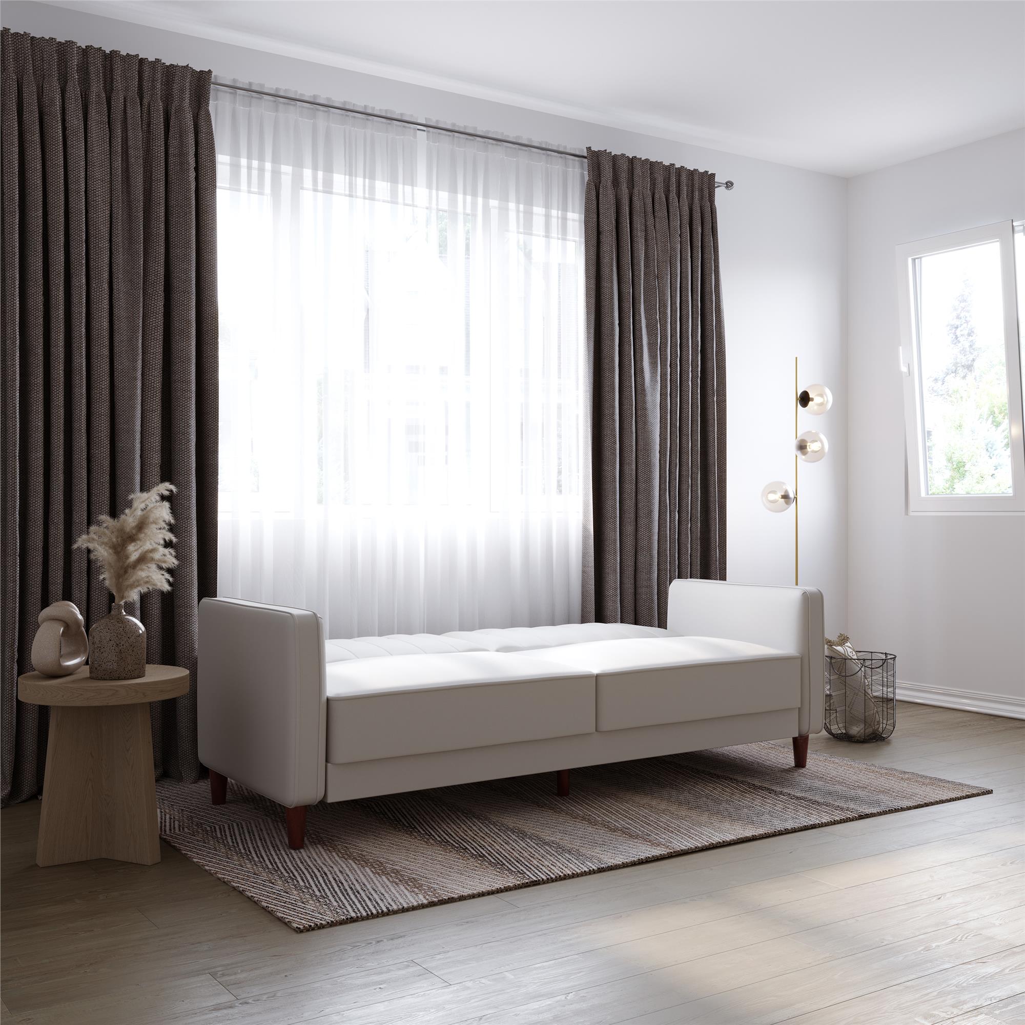 DHP Pin Tufted Futon Sofa Bed - White