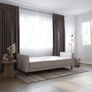 DHP Pin Tufted Futon Sofa Bed - White